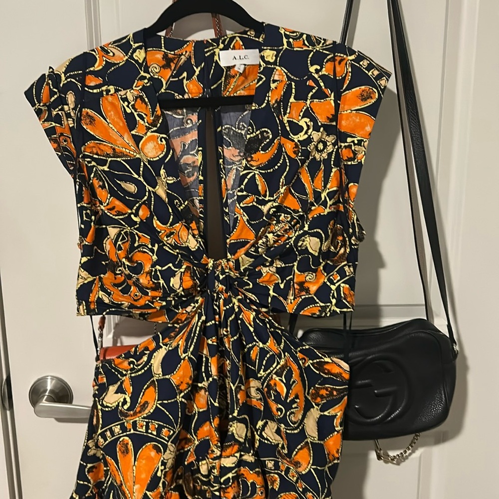 A.L.C. Orange Printed Mini Dress Size 12